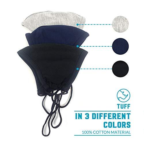 TUFF SPORTS WEAR TUFF Face Mask Adult Large Size 3 Pack- C Shaped Design Making Breathing Easier and Comfortable on Skin - USA Made ( Large Size MIX COLOR 3 Pack)