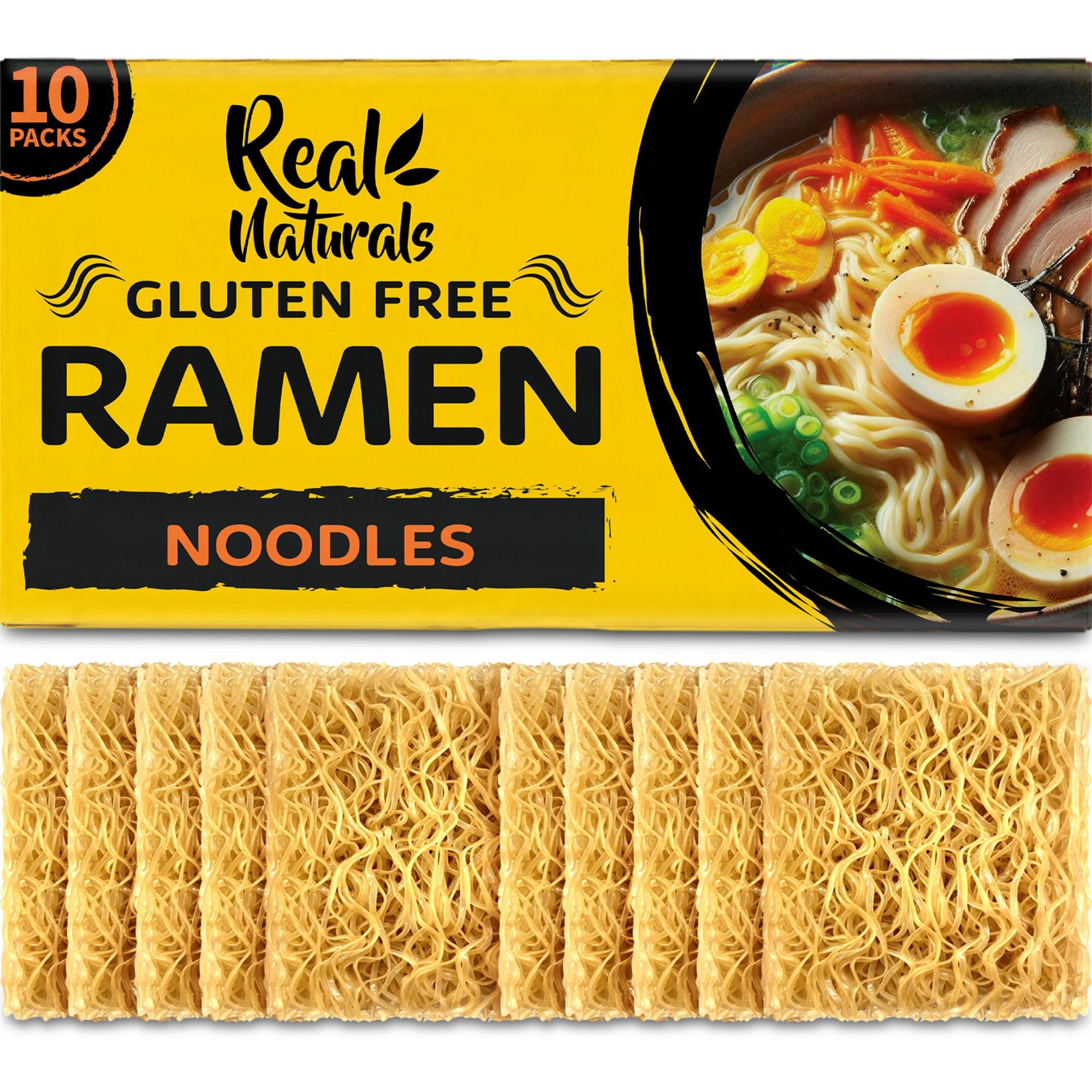 Real Naturals Gluten free ramen noodles low sodium ramen (10 pieces) Plain ramen noodles. Restaurant grade. Japanese healthy ramen noodles from brown rice