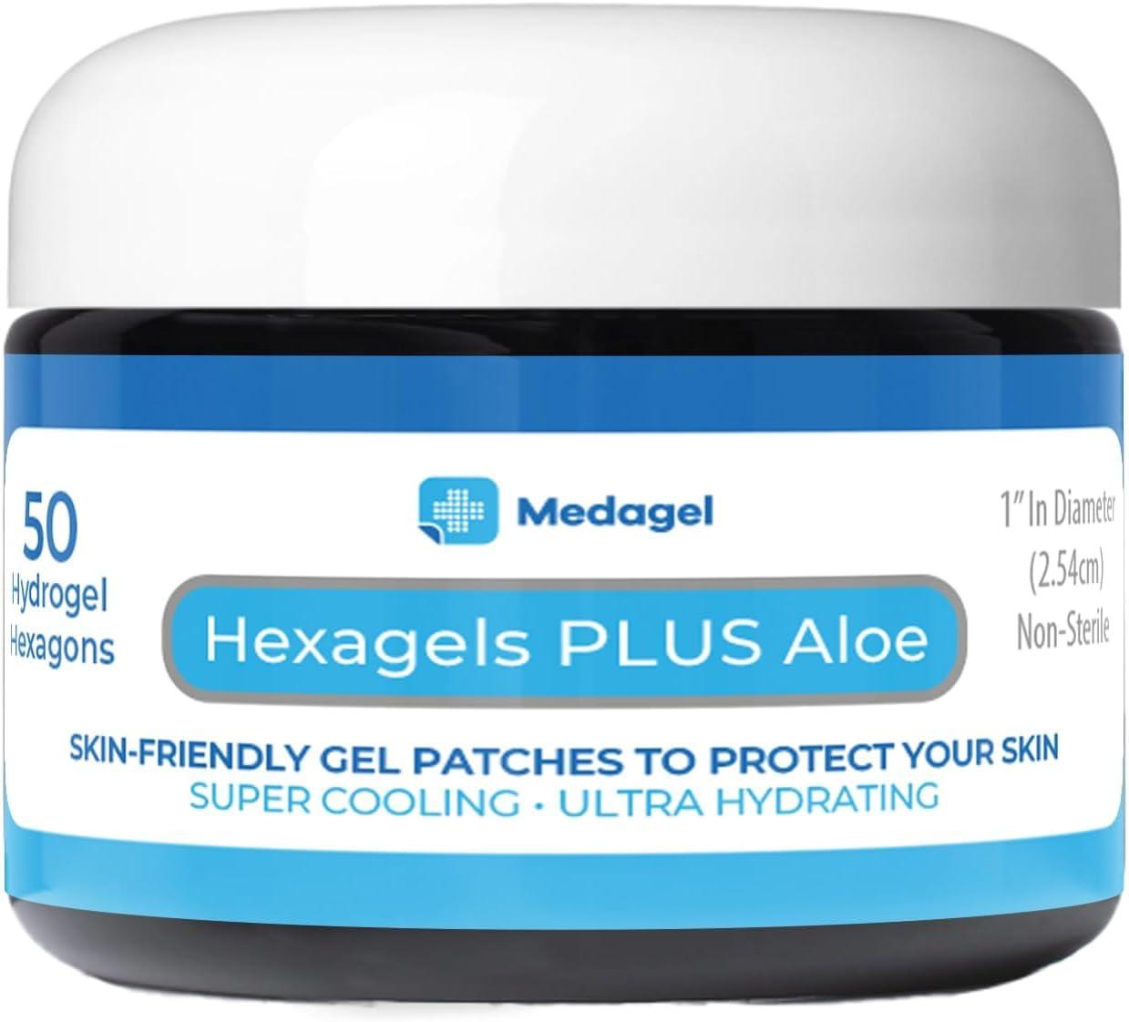 Medagel Medagel Hexagels Plus Aloe Vera - Hydrogel Pads Protection & Treatment | Blister Prevention | Instant Cooling and Soothing Relief of Skin Irritations | 50ct Hexagon Pads (Original Formula)