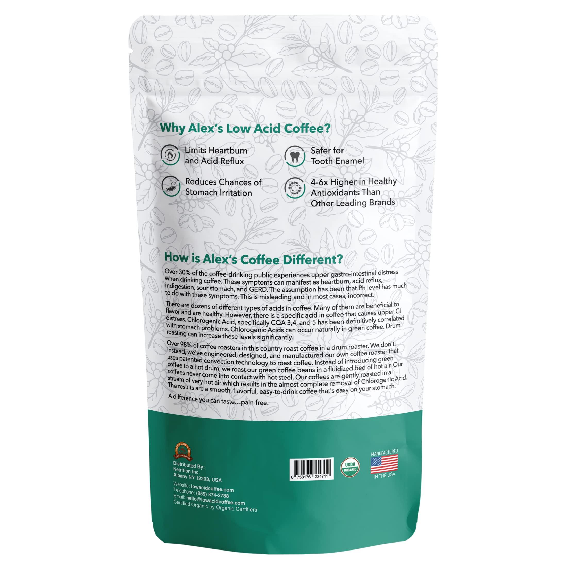 ALEX\'S LOW ACID ORGANIC COFFEE Alex\'s Low Acid Organic Coffee 12oz Bag - Wind Down Ground Coffee Variety Pack