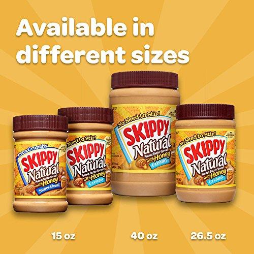 SKIPPY Skippy Creamy Peanut Butter, Natural with Honey, 15-Ounce Jars (Pack of 6)