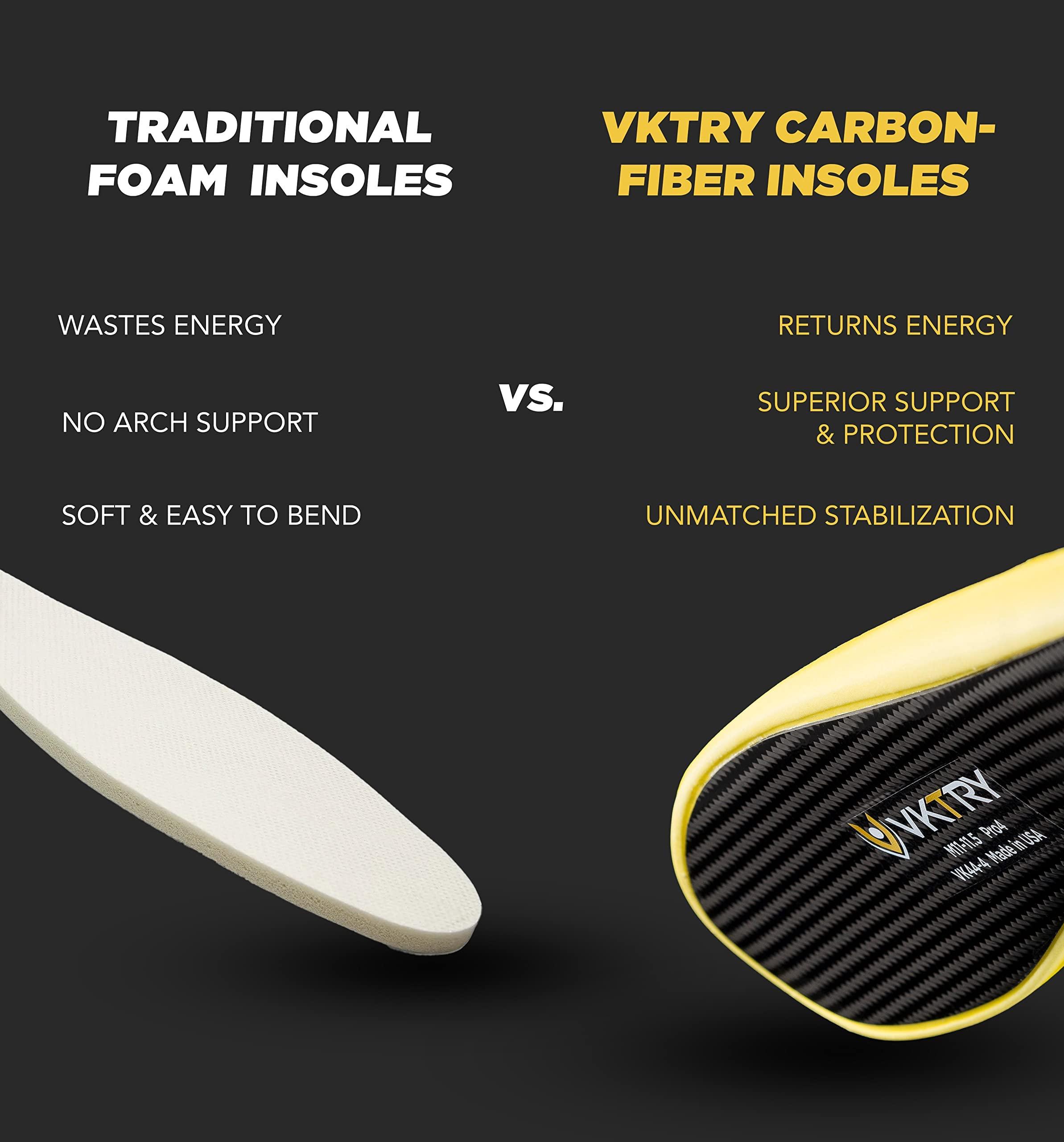 VKTRY VKTRY Performance Insoles - Silver VKs- Carbon Fiber Shock Absorbing Sport Shoe Insoles for Amateur Running, Basketball, Athletics US: Men 10-10.5, Women 12-12.5 and Booster Strap Accessory Large