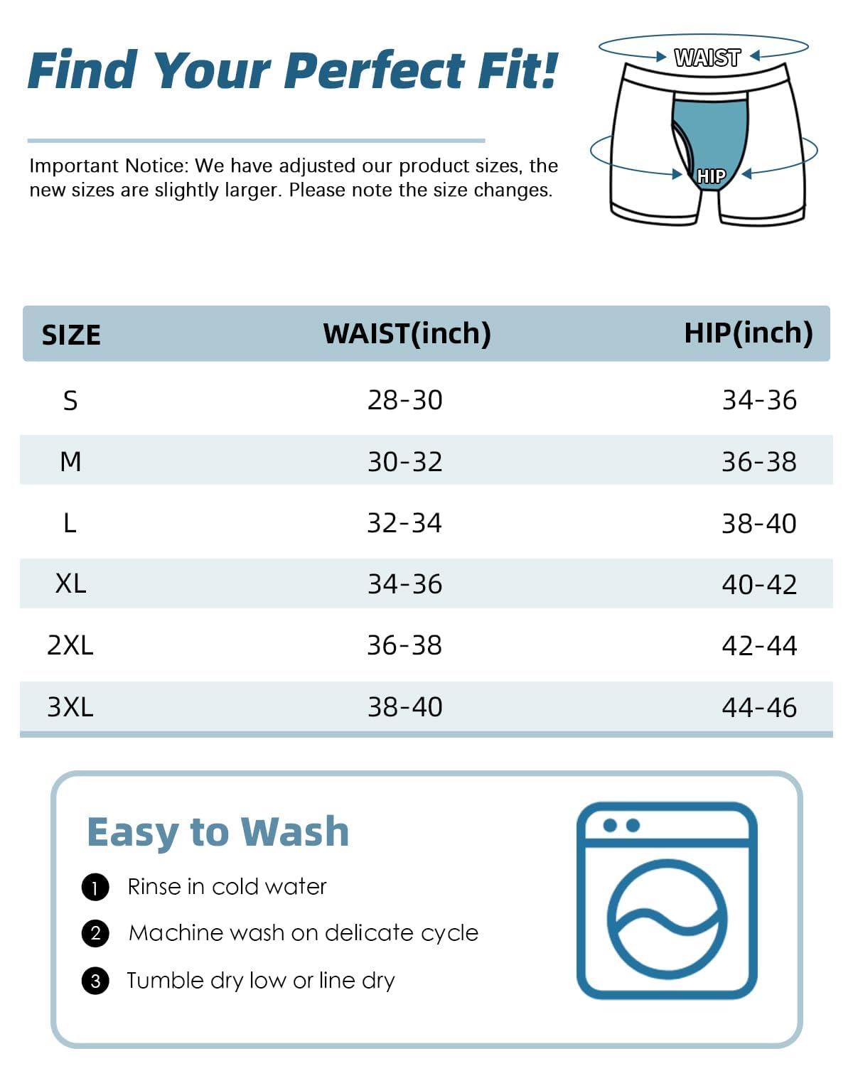 TIICHOO TIICHOO Mens Incontinence Underwear Boxer Briefs Washable Leak Proof Underwear for Men Soft Reusable 3 Pack(Dark Grey/Green/Blue, XX-Large)