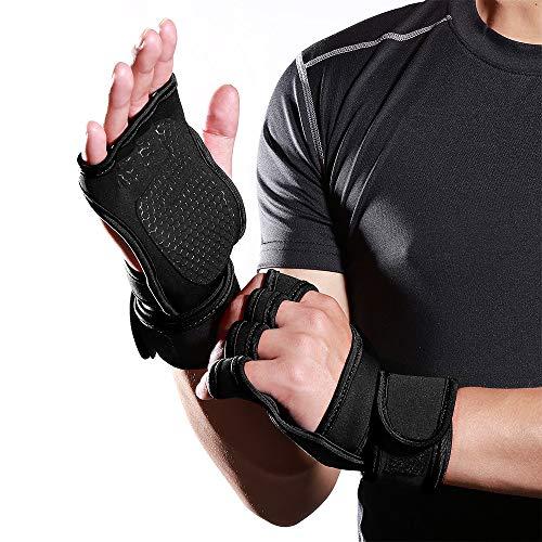 N/ A N/ A Weight Lifting Gym Workout Gloves with Wrist Wrap Support for Men & Women, Full Palm Protection, for Weightlifting, Training, Fitness, Hanging, Pull ups Black