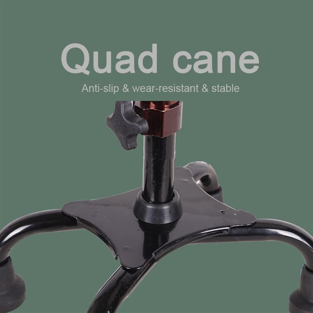 HEBEHO HEBEHO Quad Walking Cane for Men and Women, Button Adjustable Walking Stick with 4 Legged Base, Size Tall 140-190cm (4'7" - 6'3"), 242lbs Max (Color : Traditional Handle)