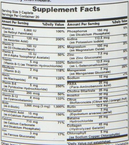 Puritan's Pride Puritan's Pride Hair Skin and Nails Biotin Formula Coated Caplets, 3000 Mcg, 60 Count