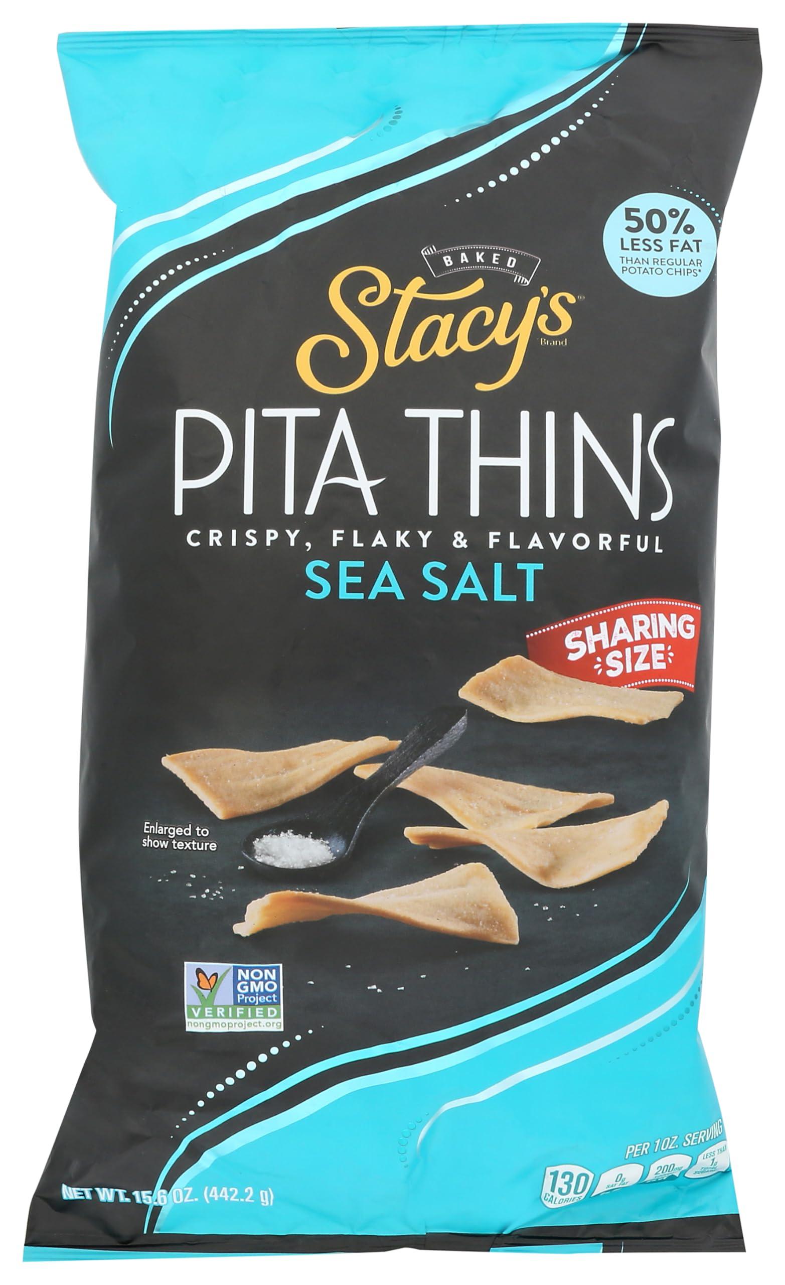 VANREO Stacys Snacks, Sea Salt Pita Thins, 15.6 Ounce