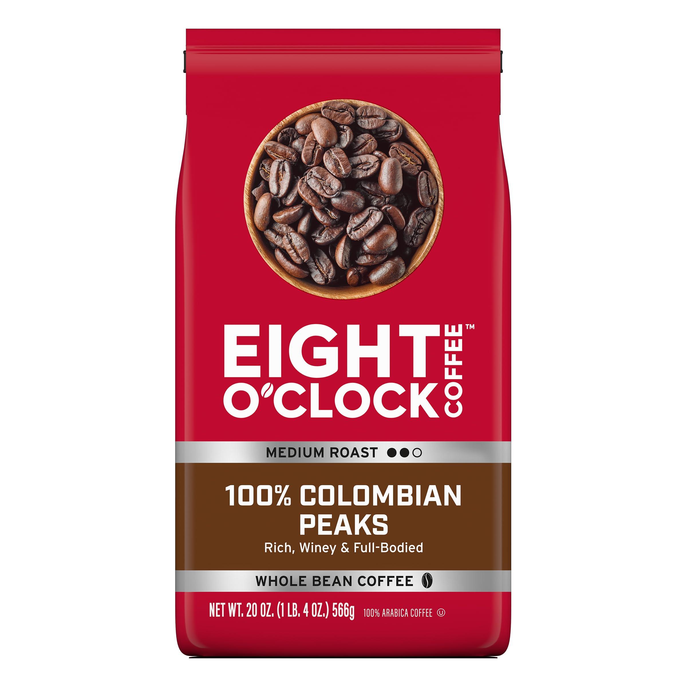 Eight O'Clock Coffee Eight O'Clock Coffee 100% Colombian Peaks, Medium Roast, Whole Bean Coffee, 20 Ounce, 100% Arabica, Kosher Certified