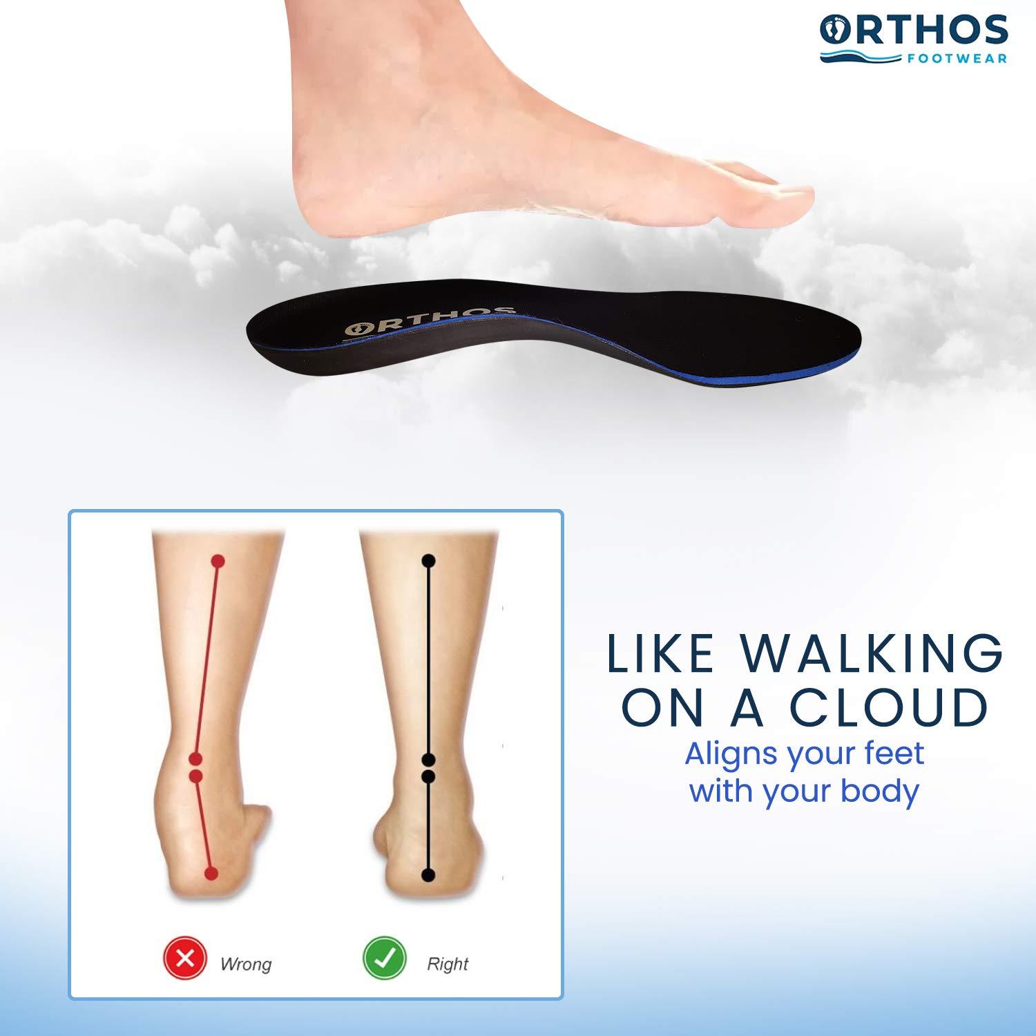 ORTHOS Footwear ORTHOS Footwear 3/4 Length Orthotic Replacement Shoe Insoles - USA Made Perfect for Tight Fitting Shoes: Golf,Cleats,Ski - Insoles with Shock Absorption for Arch Support, Flat Feet, Plantar Fasciitis