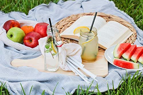 ECOWARE AGAVE FIBER STRAWS BLACK - 500ct Individually Wrapped Biodegradable 8.2" Straws by Ecoware. Plant Based, Eco-friendly, 100% Recyclable, Alternative to Paper & Plastic Straws