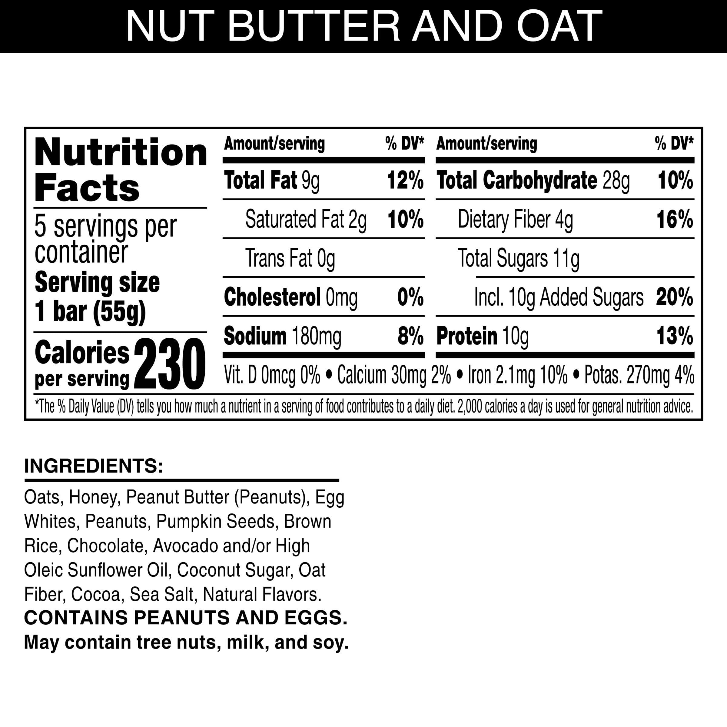 RXBAR RXBAR Nut Butter and Oat Protein Bars, Protein Snacks, Snack Bars, Dark Chocolate Peanut Butter, 9.7oz Box (5 Bars)
