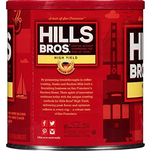Hills Bros Hills Bros High Yield Ground Coffee, Medium Roast, 30.5 Oz. Can – Full-Bodied Rich Coffee Taste, Balanced for Optimum Caffeine