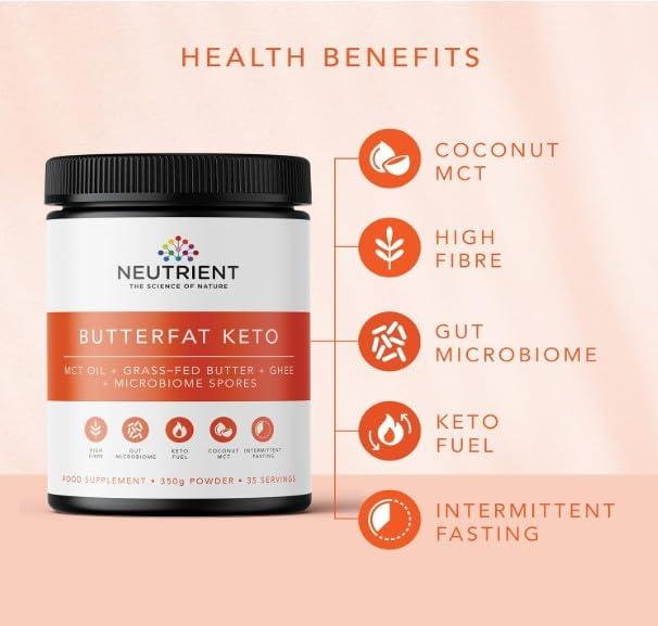 Neutrient The Science of Nature Neutrient Butterfat Keto MCT Oil Powder | with Coconut Sourced MCT Oil & Ghee with Grass Fed Butter | Delicious Morning Keto Coffee Creamer for Ketosis Support | Fuel for Body & Brain