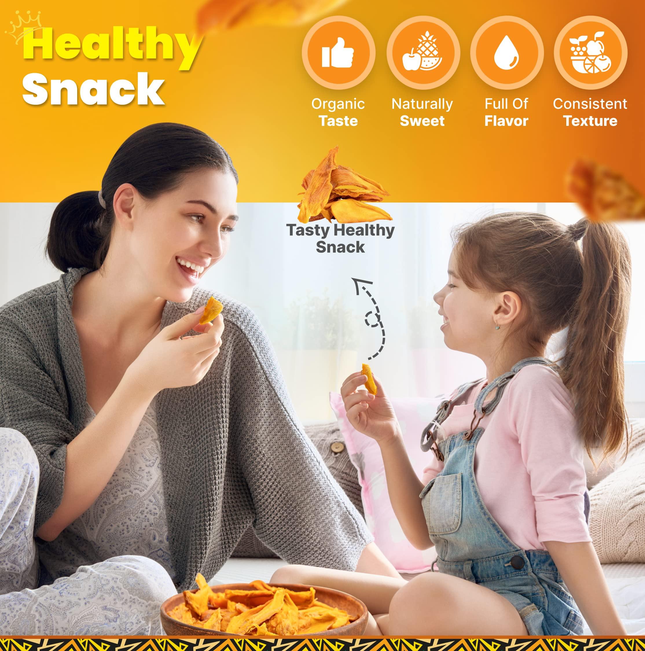 Tropicaux Reign Organic Dried Mango No Sugar Added, 3oz, Pack of 2 (6oz Total) - Delicious and Nutritious Non-GMO Dried Mangoes - No Preservatives or Chemicals - Perfect Snack for Kids & Adults by Tropicaux Reign