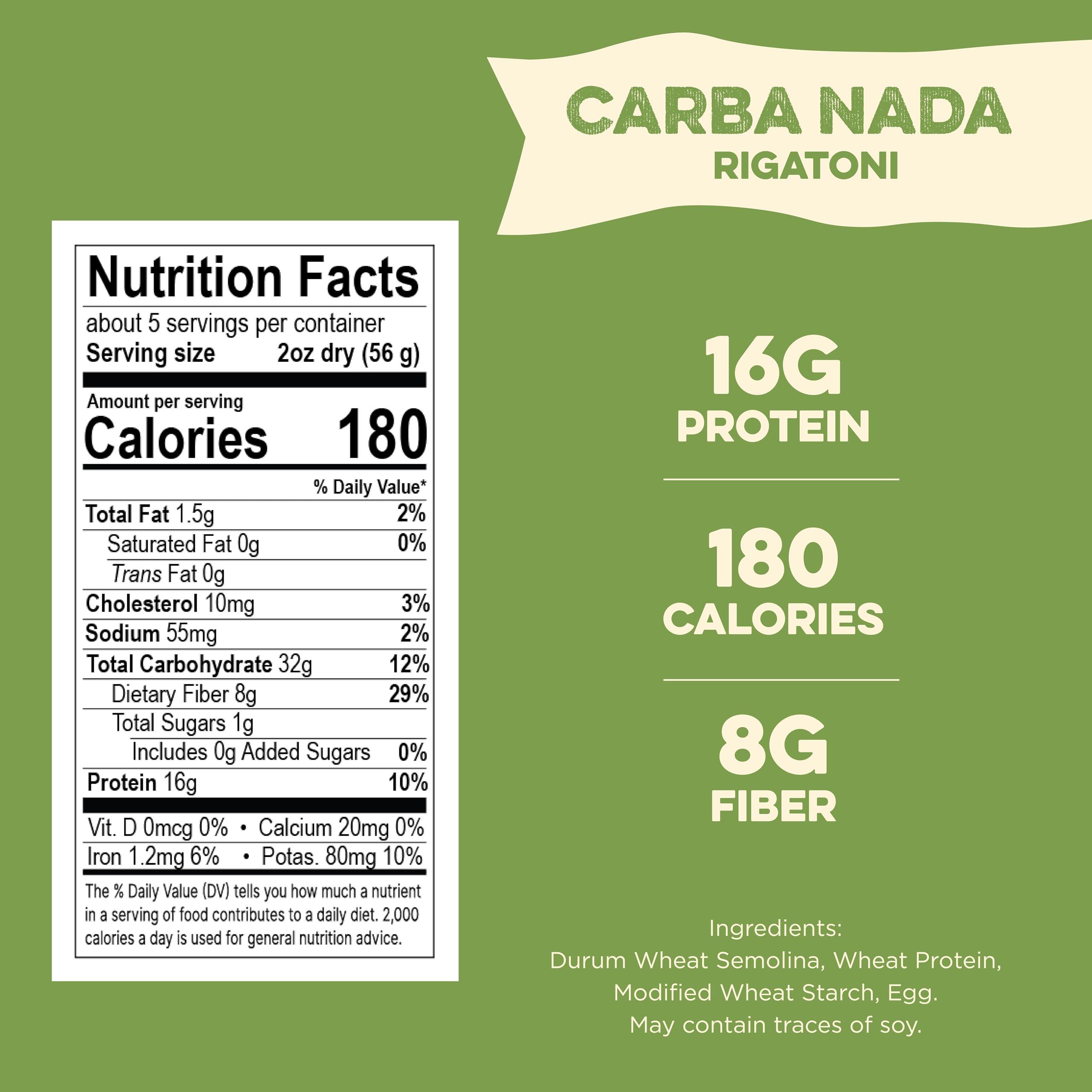 AL DENTE Al Dente Carba-Nada Rigatoni, Reduced-Carb, High Protein Pasta 12 Ounce Bags (Pack of 4)