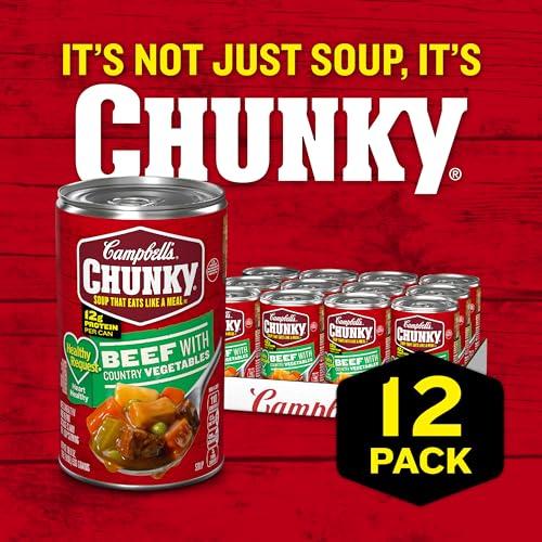 Campbell's Campbells Chunky Healthy Request Soup, Beef Soup with Country Vegetables, 18.8 Oz Can (Case of 12)