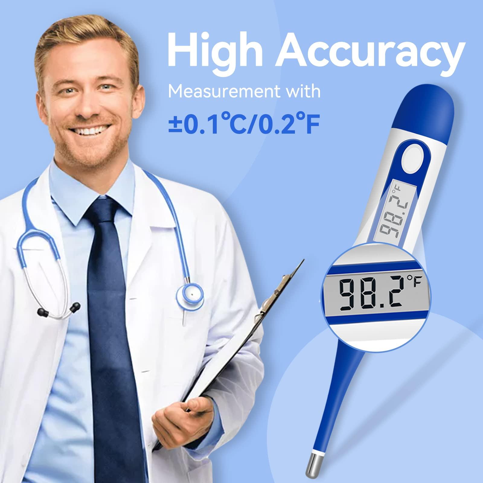 Berrcom Berrcom Digital Thermometer for Adults, Oral and Underarm Thermometer for Baby and Kids Medical Thermometer with Fever Alarm Rectal Thermometer with Soft Tips
