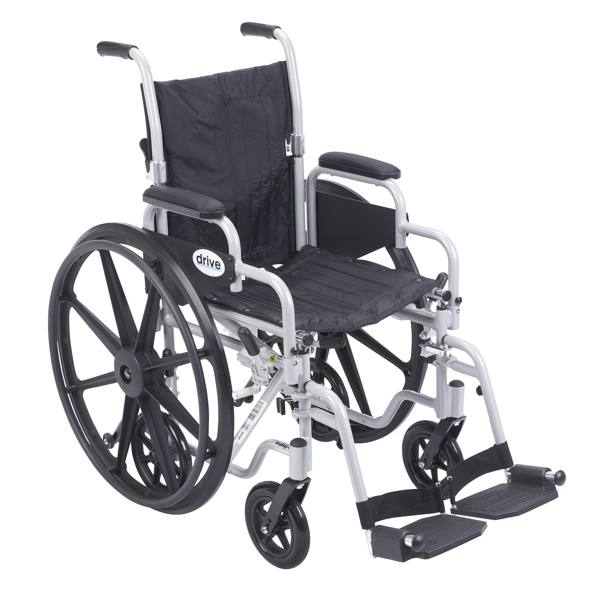 Drive Medical Drive Medical TR20 Poly-Fly Transport Wheelchair, Silver