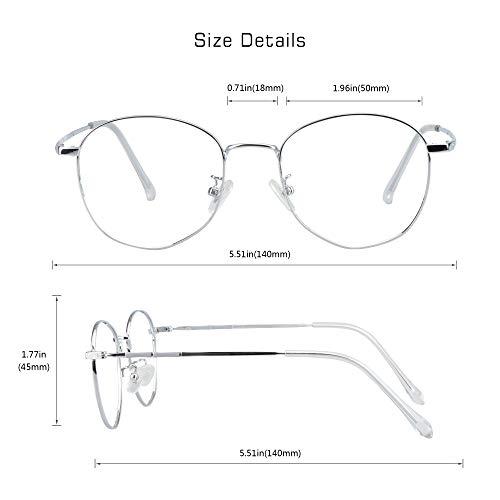 VisionGlobal VisionGlobal Blue Light Blocking Glasses for Computer Reading, Anti Glare Lenses Help Reduce Eye Strain and Fatigue, For Men/Women (Silver, 1.25 Magnification)