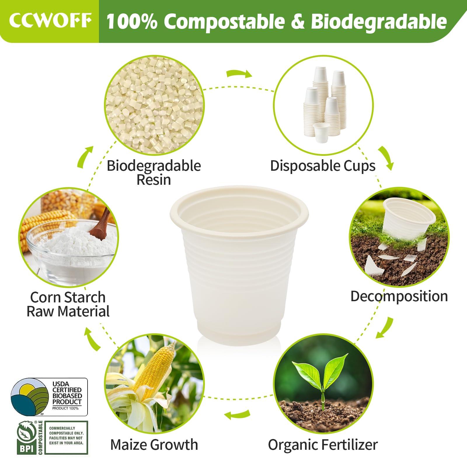 CCWOFF CCWOFF 3 oz Bathroom Cups 100% Compostable Cups Biodegradable Eco Friendly Cups Mouthwash Cups for Rinsing Mouth Shot Cups Disposable for Tasting (50 Pack)