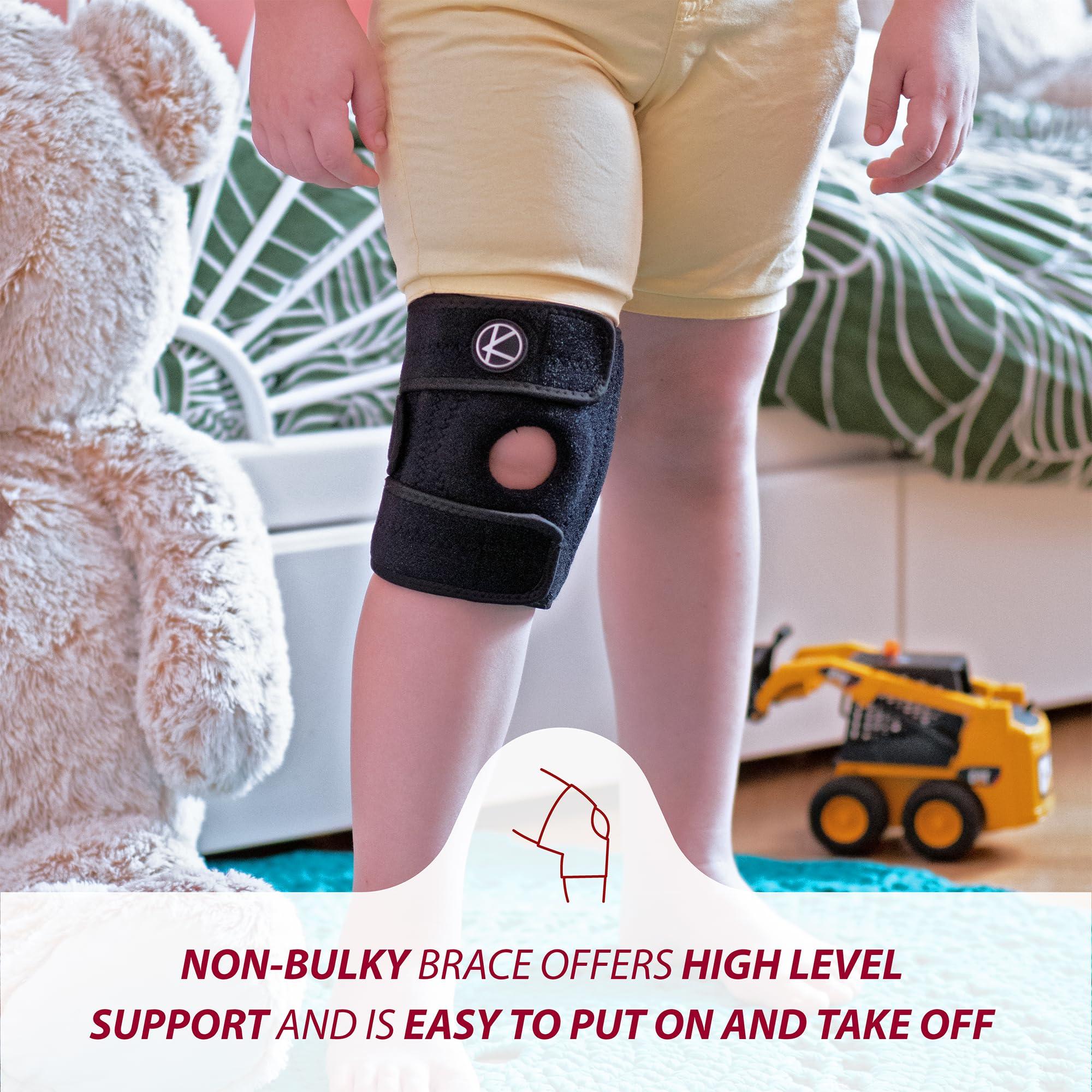 KARM KARM Kids Knee Brace - Osgood Schlatter Knee Brace Youth for Kids, Sports, Pain, Arthritis, Patella, Meniscus Tear, MCL, ACL - Adjustable Compression Support for Child, Boys & Girls (Black)