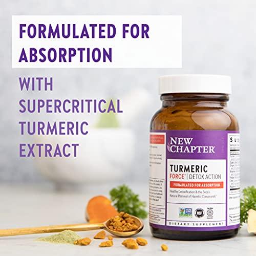 New Chapter New Chapter Turmeric Supplement + Daily Detox Turmeric Force Detox Action with Green Tea + Ginger + NO Black Pepper Needed + NonGMO Ingredients Vegetarian Capsule, 60 Count