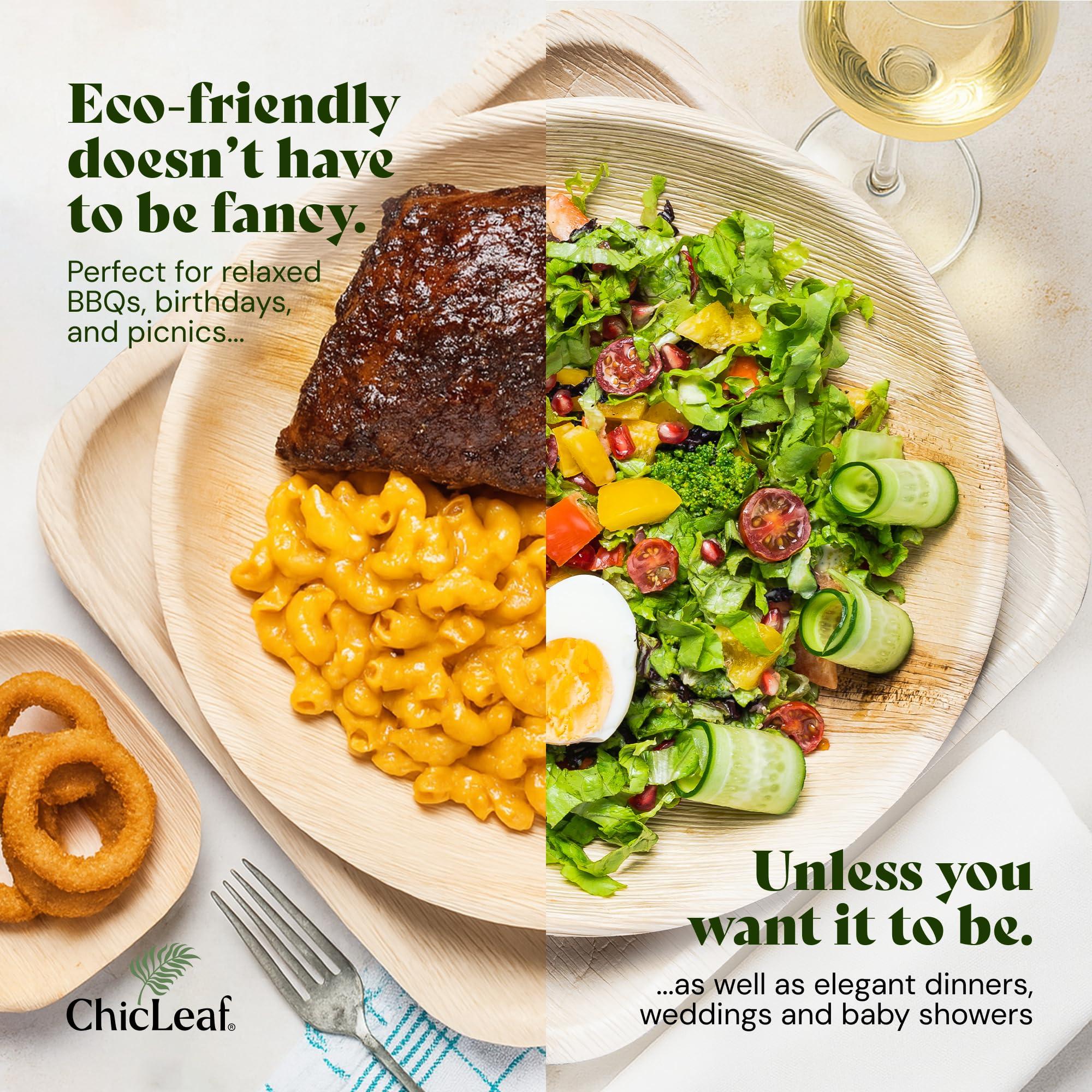 Chic Leaf Chic Leaf Palm Leaf Bowls Disposable Bamboo Heart Shaped Bowls 6.5 Inch Heart Dish (50 Heart Bowls) - Compostable Heart Shaped Plates - Cute Plates For Catering, Charcuterie, Parties