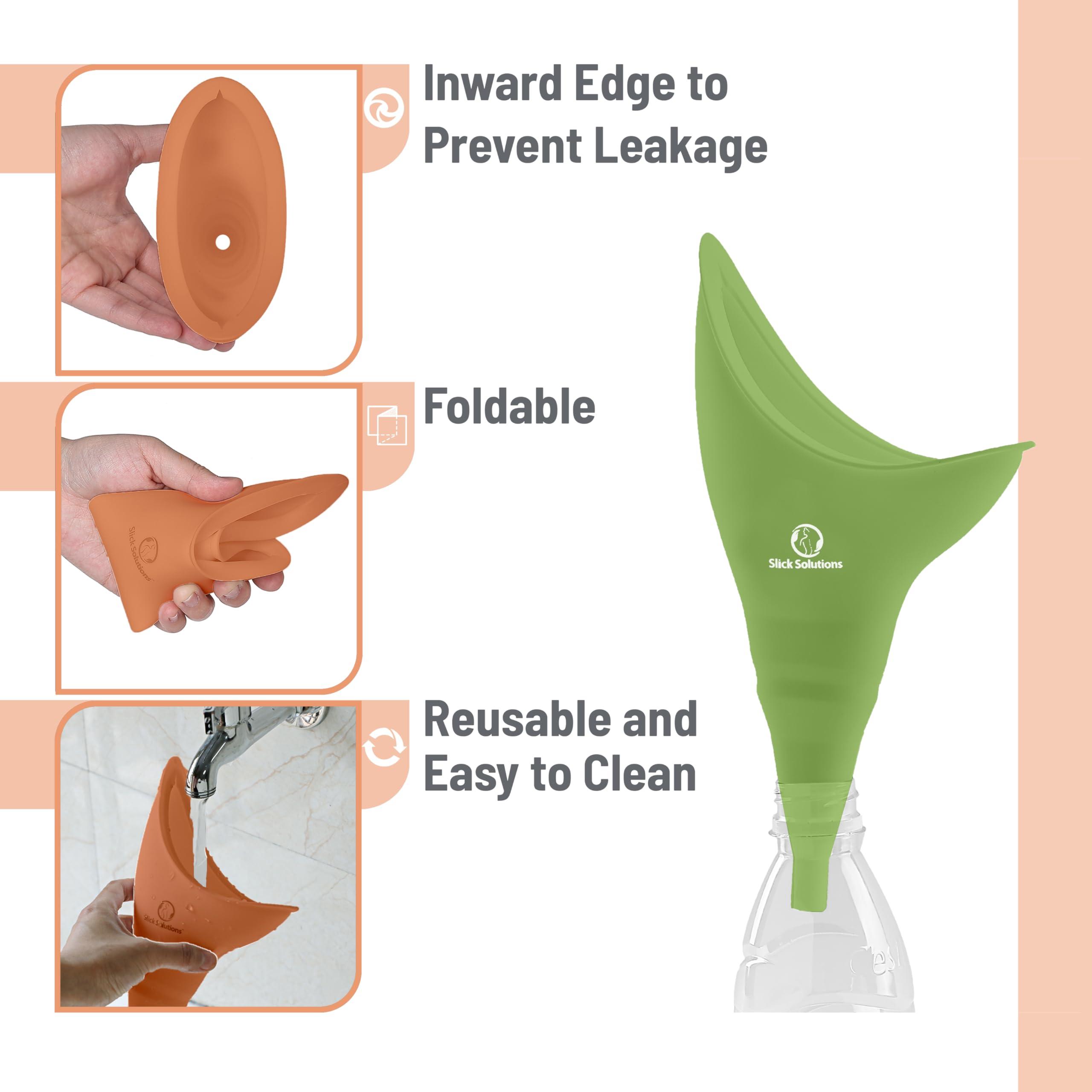 Slick Solutions Slick- Female Urination Device, 2 pcs, Female Urinal, Urinal for Women, Pee Funnel for Women, Womens Pee Funnel, Portable Urinal for Women, Female Pee Funnel, Womens Urinal Funnel, Womens Urinal