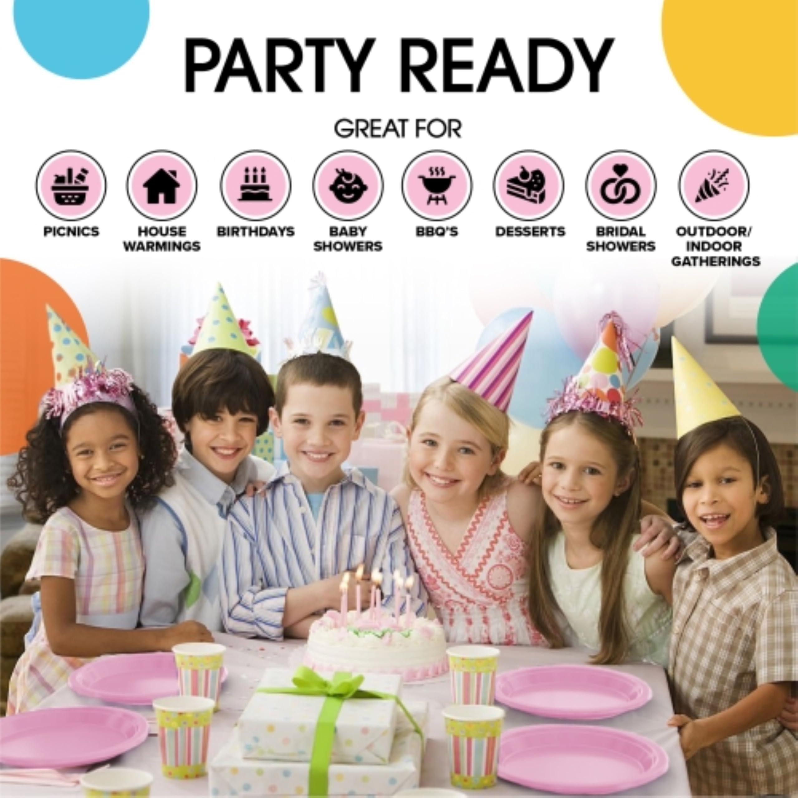 Exquisite Exquisite Pink Plastic Plates Disposable 9\" Pink Plastic Dinner Plates 50 Pcs Pink Disposable Plates Plastic Plates For Party Plates Disposable Heavy Duty 350 GSM Pink Plates For Party