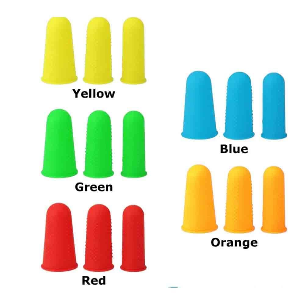 TOOLSTAR Finger Protectors 5 pcs Silicone Finger Protector Finger Cover Caps Anti-Cut Heat Resistant Anti-Slip Fingers Cover for Chopping, Sewing, Wax, Hot Glue (Green)
