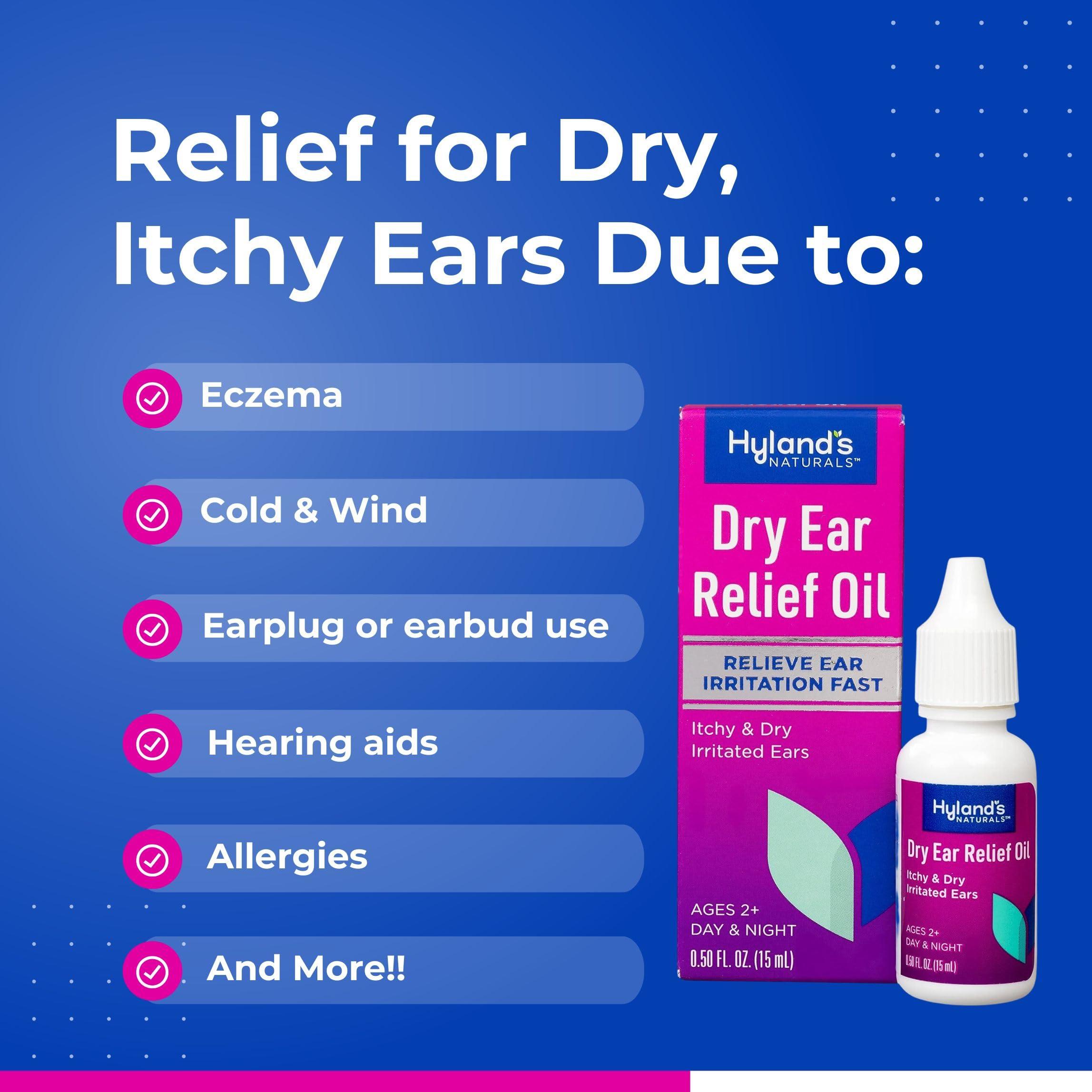 Hyland\'s Hyland\'s Dry Ear Relief Oil, Relieve Ear Irritation Fast, for Itchy and Dry Irritated Ears, Ages 2 and up, Day and Night Drops, 0.5 Ounce