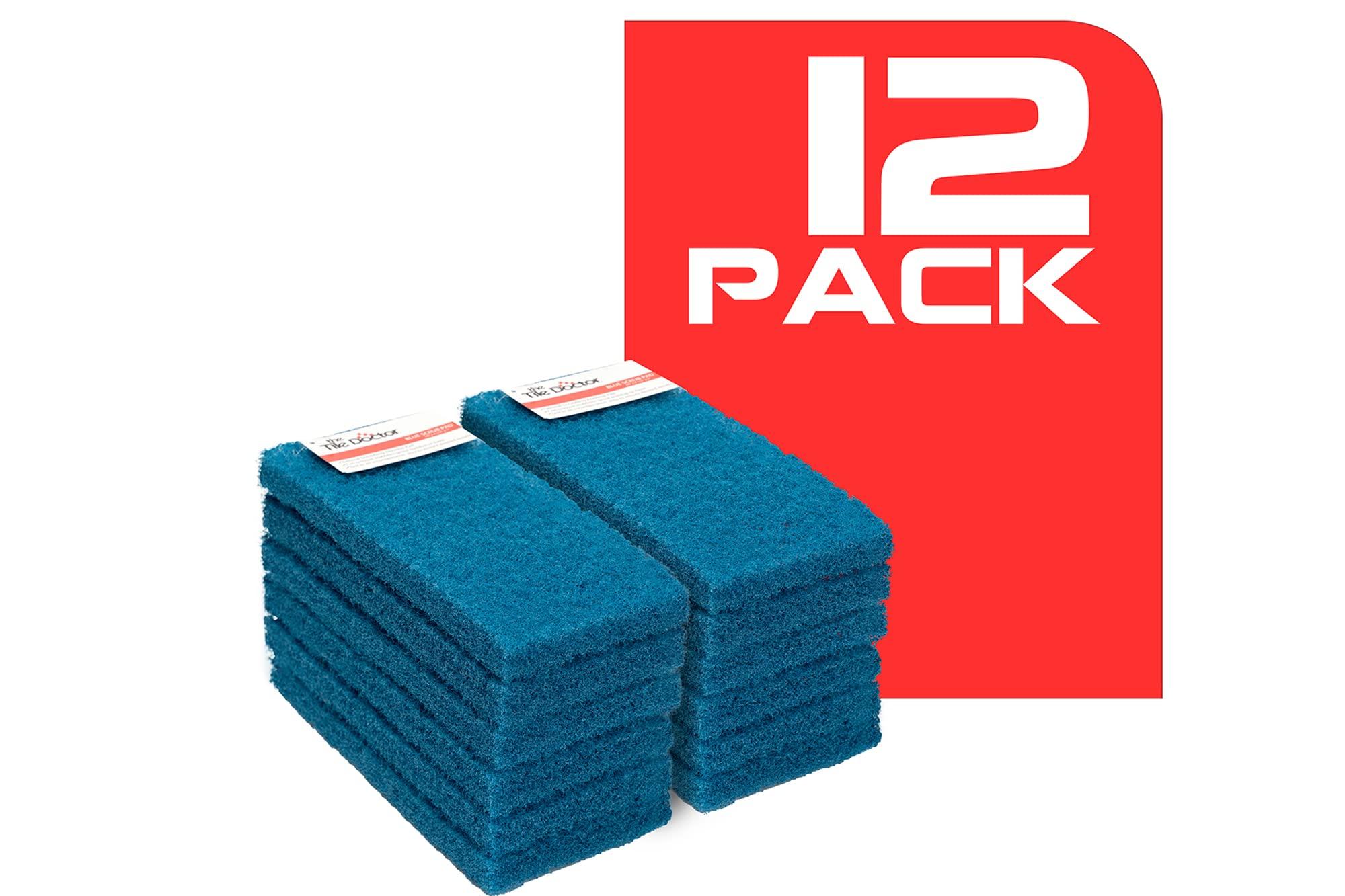 The Tile Doctor Scrub Doctor Scrub Pads - Commercial Grade Scrubber Sponge, Reusable Eco-Friendly Cleaning Supplies (Blue - Medium Duty, 12 Pack)