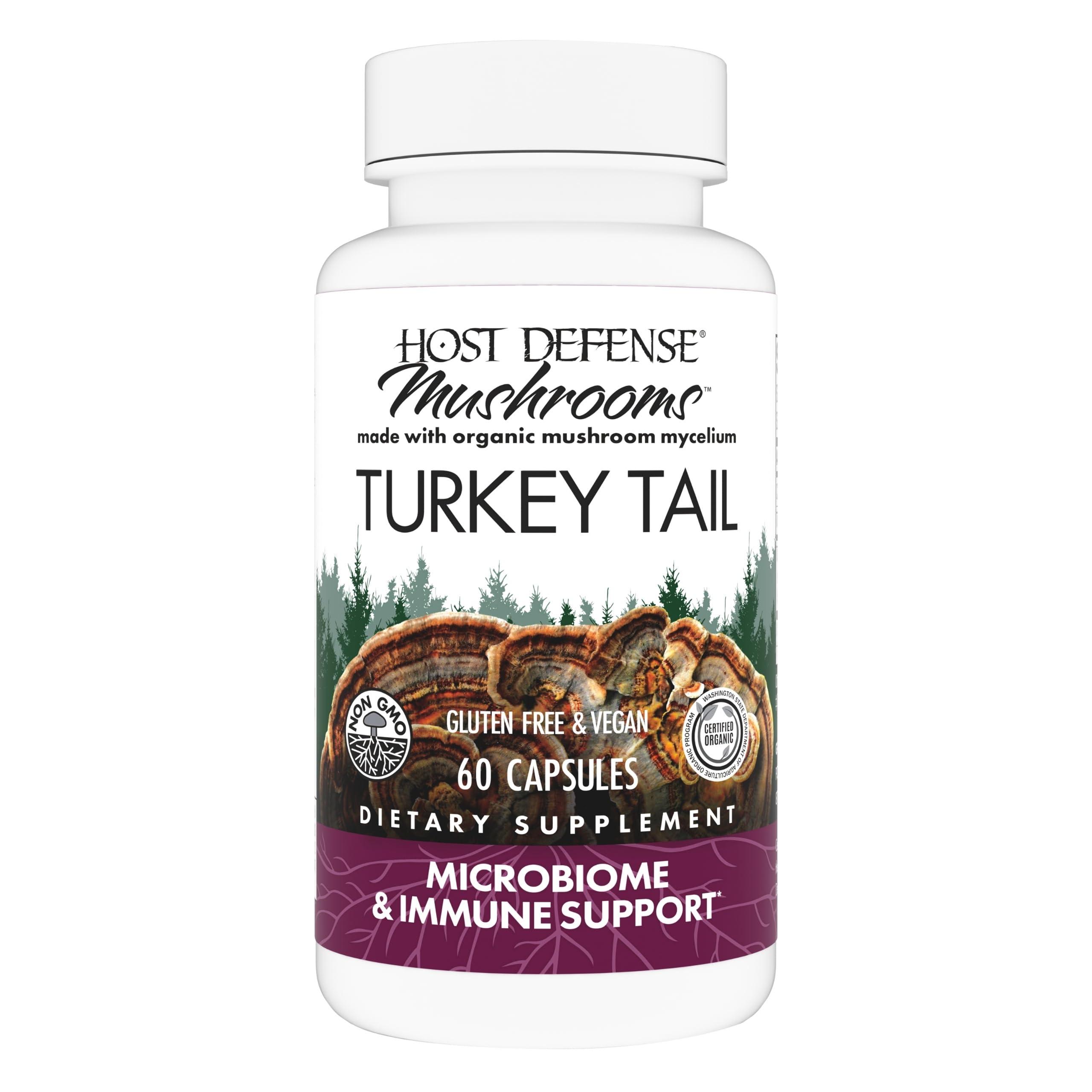 Host Defense Host Defense Turkey Tail Capsules - Digestive Health & Immune Response Support Supplement - Mushroom Supplement for Gastrointestinal & Gut Microbiome Support - 60 Capsules (30 Servings)*