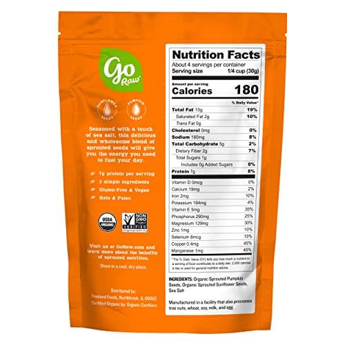 go Raw Go Raw Organic Sprouted Sea Salt Sprouted Snacking Seeds, 4 oz, 6 Pack, Pumpkin & Sunflower Seeds, Keto, Kosher