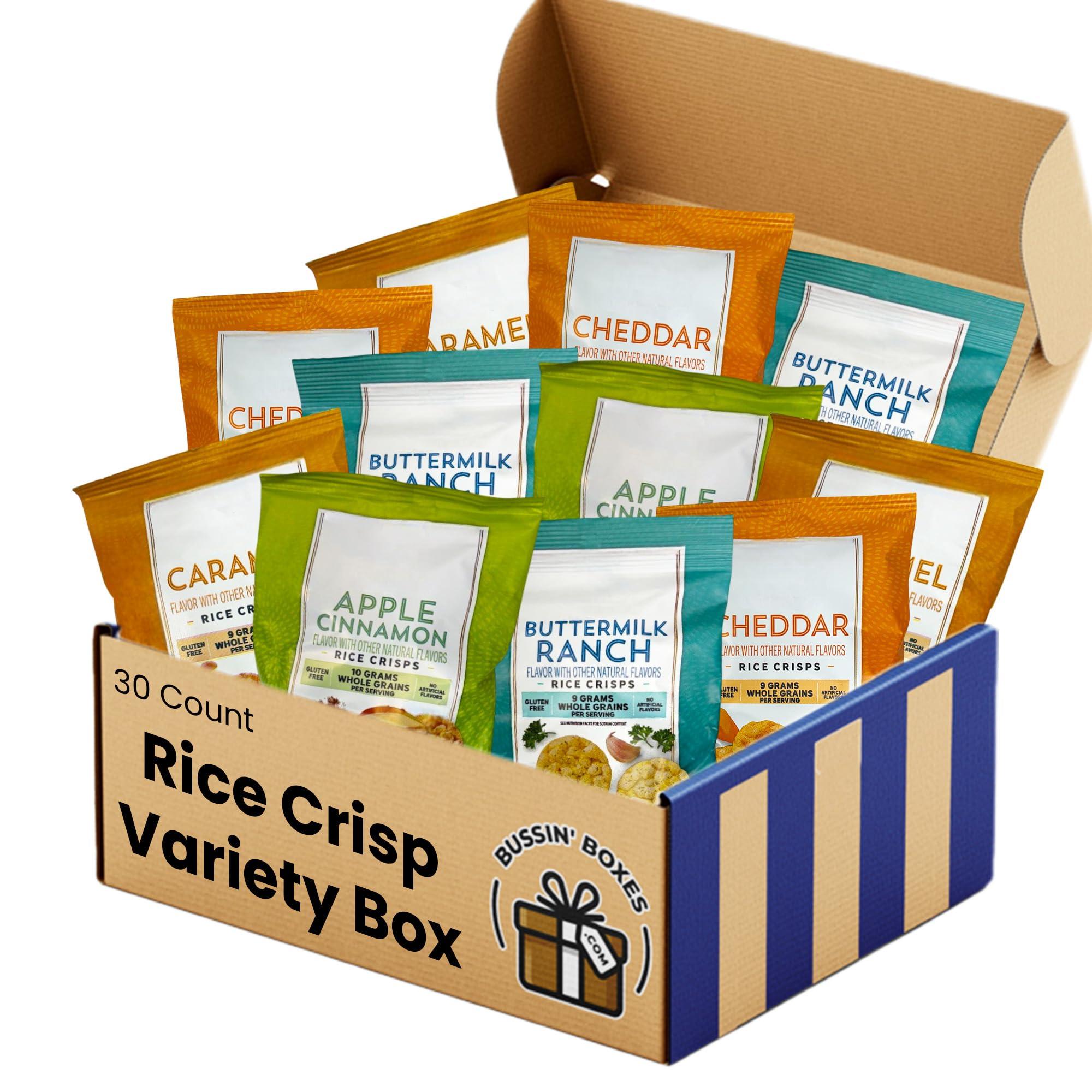 Bussin Boxes Quaker Rice Crisps Variety Pack - Multi-Grain Snack Bag Healthy Snack Assortment (30 Count)