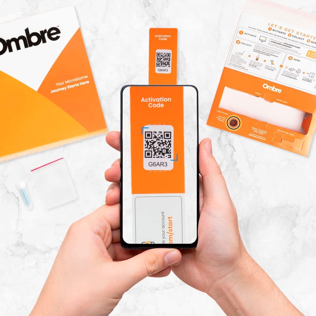 Ombre Ombre Gut Health Test Kit - Probiotic Recommender at Home Test for Women & Men - Detailed Custom Gut Microbiome Analysis for Digestive, Immune and Mental Health with Food Suggestions