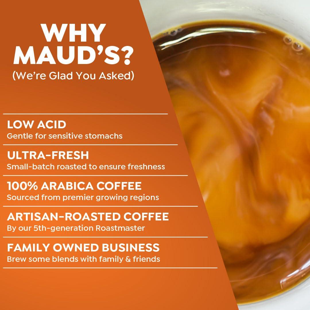 MAUD\'S Maud\'s Decaf Pumpkin Spice Flavored Coffee Pods, 18 ct - Decaffeinated Great Pumpkin Mrs. Brown - 100% Arabica Medium Roast, Solar Energy Produced Recyclable Pods Compatible with Keurig K-Cup Brewers