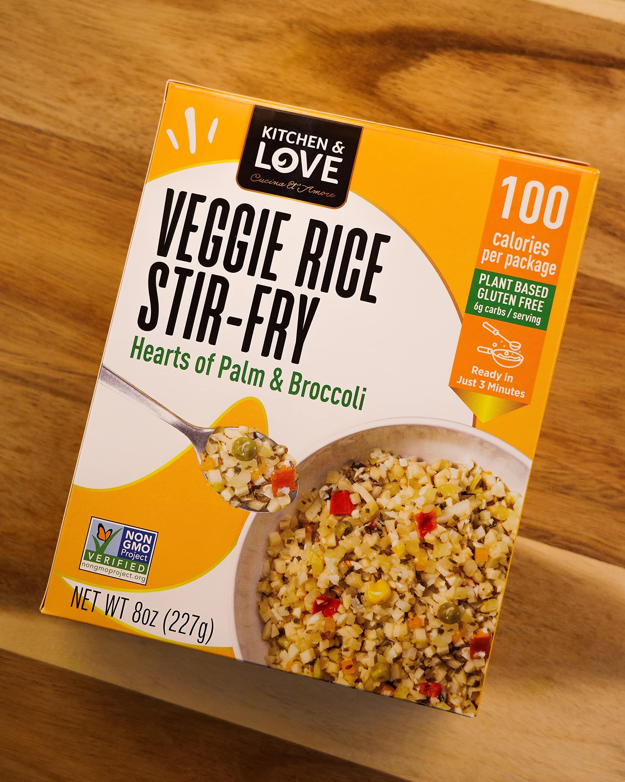 Kitchen & Love Kitchen & Love Hearts of Palm Veggie Rice Stir Fry, Low Carb, Low Calories, Plant Based, Non GMO, Gluten Free Rice Alternative, Vegan, Easy to Prepare Quick Meal 8 Oz (Pack of 3)