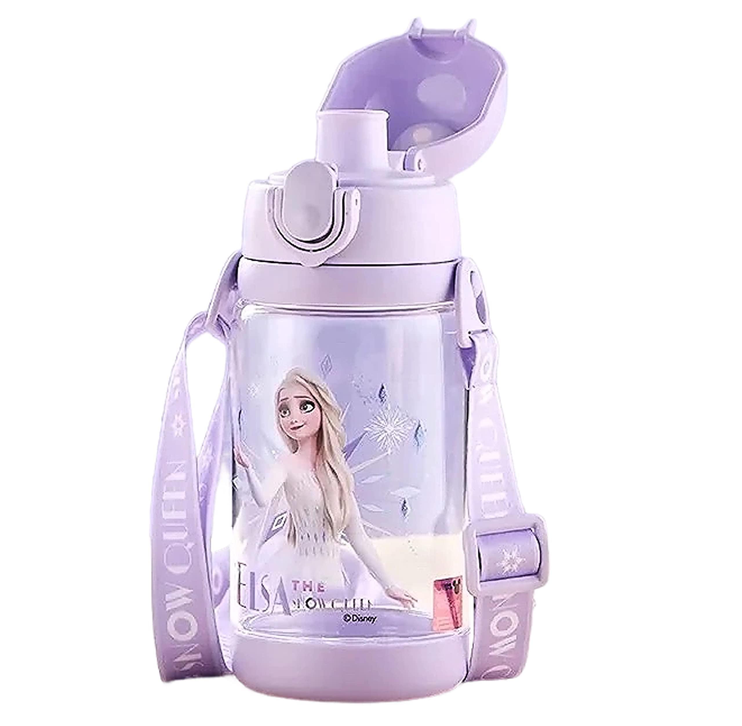 Everyday Delights Everyday Delights Frozen Elsa Water Bottle Double Covers with Straw and Strap 520ml - Purple