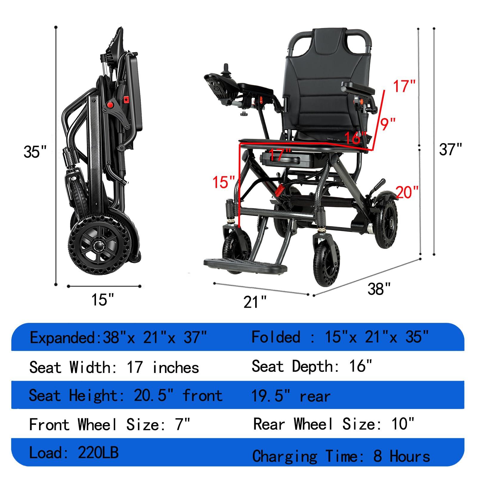 HNLBFG [2025 Model] Power Wheelchair Lightweight Foldable, The World\'s Lightest Electric Wheelchair Weighs Just 30 LB for Adults, Seniors, Travel Motorized Wheelchair