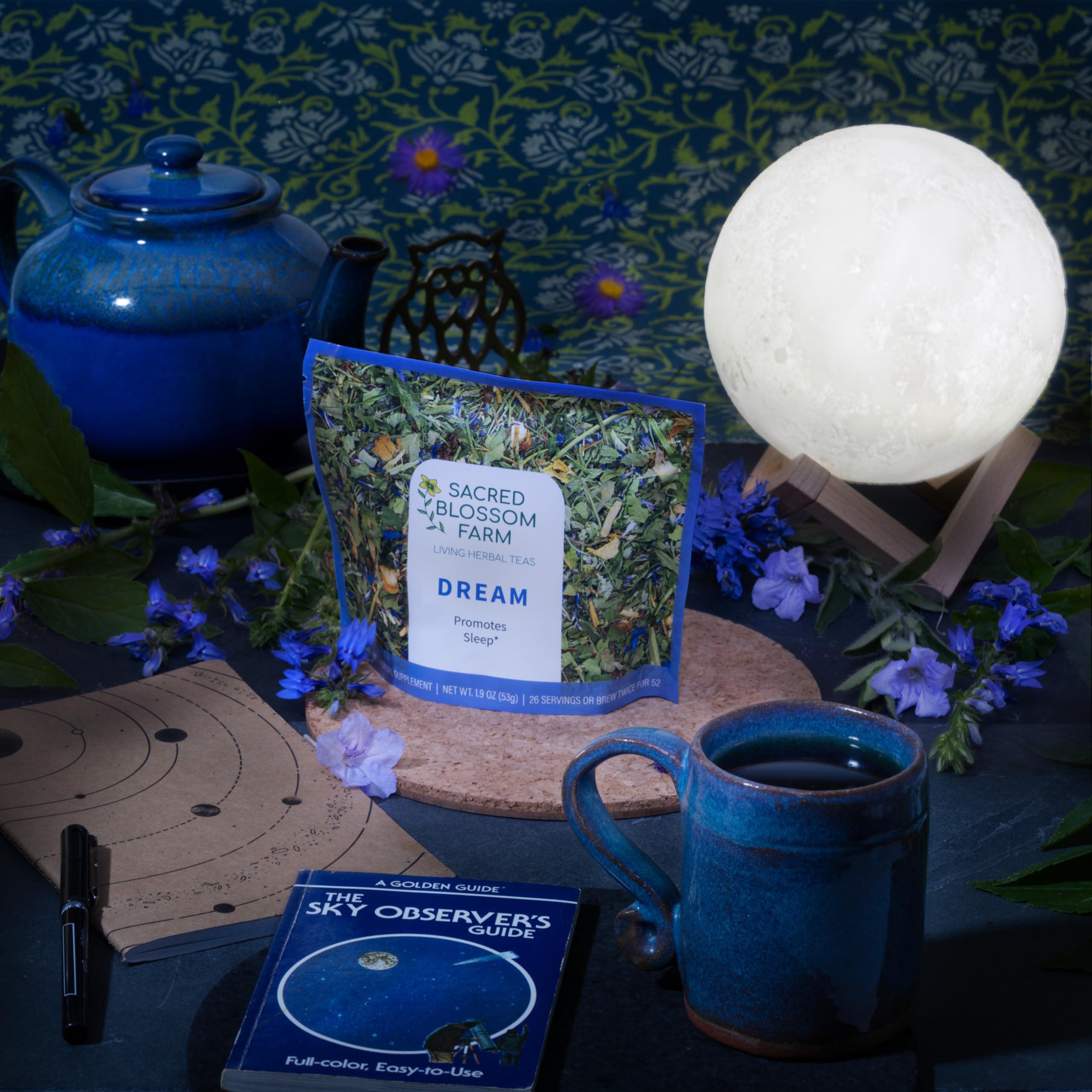 Sacred Blossom Farm Dream Herbal Tea | Sacred Blossom Farm | 1.9 oz. Loose Leaf Herbal Tea | Promotes Sleep* | Minimally Processed Wisconsin-Grown Herbal Tea & Medicinal Herbs | Caffeine Free | Handmade in USA