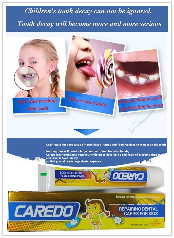 CAREDO Kids Hydroxyapatite Toothpaste for Reversing Cavities, Fluoride-Free Home Cavity Repair, Safe Toddler & Baby Toothpaste for Enamel Repair, Tooth Decay Repair Remineralizing Treatment Fruity 1Tube