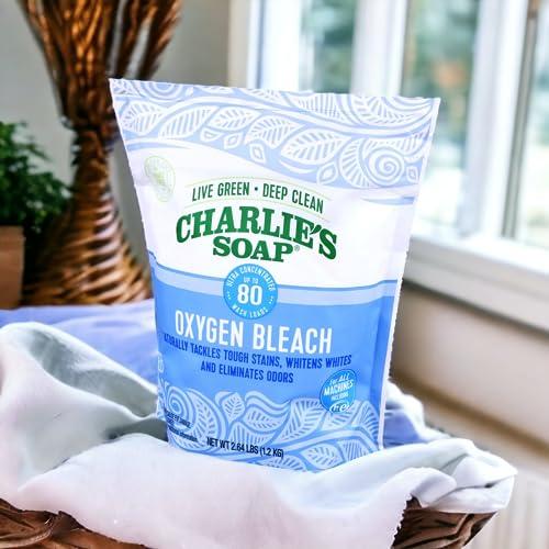 Charlie\'s Soap Charlie\'s Soap Oxygen Bleach (2.64 Lbs., 1 Pack) Non-Chlorine Bleach Alternative Powder Whiten Laundry & Remove Stains Safer for Colors