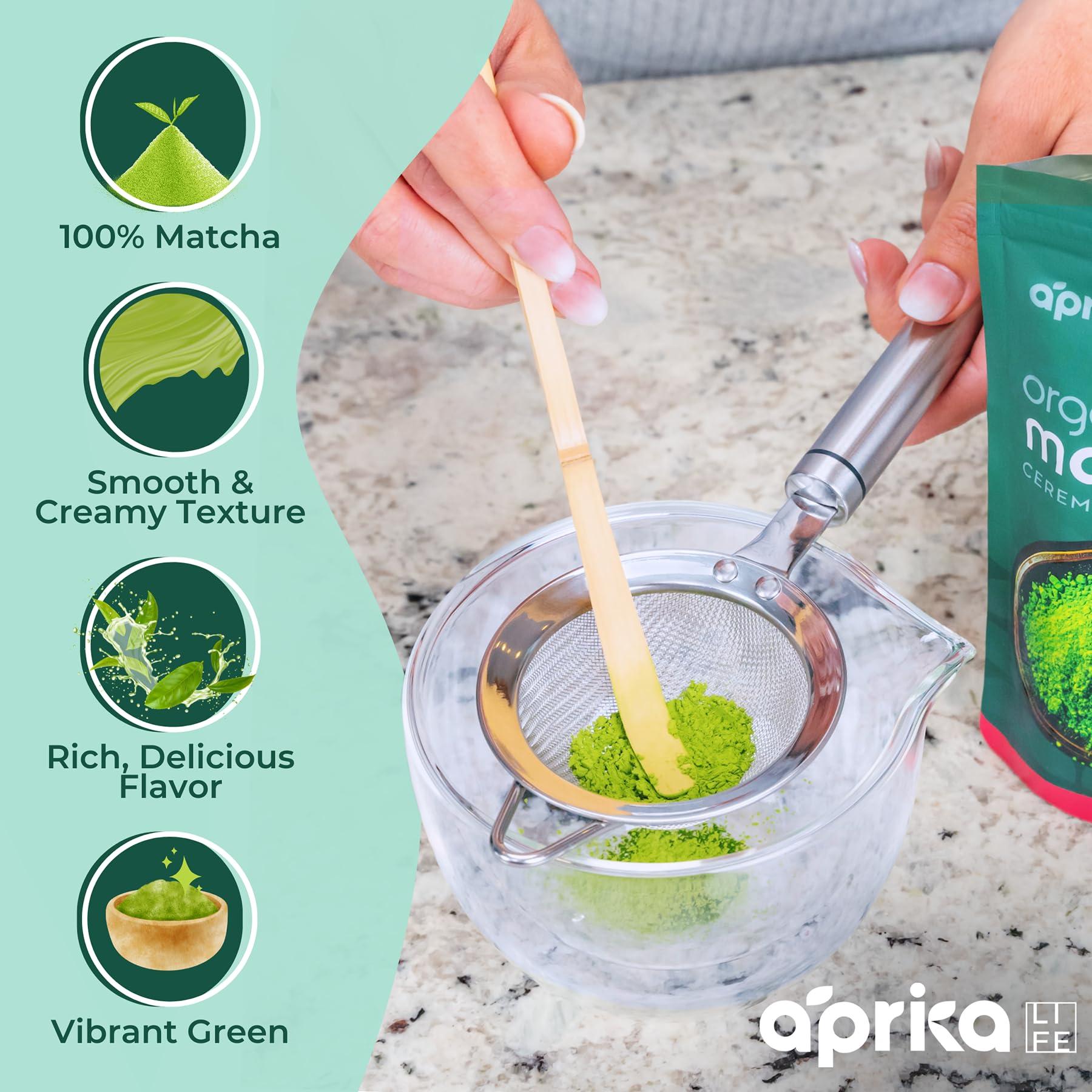 aprikalife AprikaLife Organic Matcha Powder, USDA & JAS Certified, No Sugar Added, Authentic Japanese Ceremonial Grade Matcha Green Tea Powder, 3.5 oz/100g
