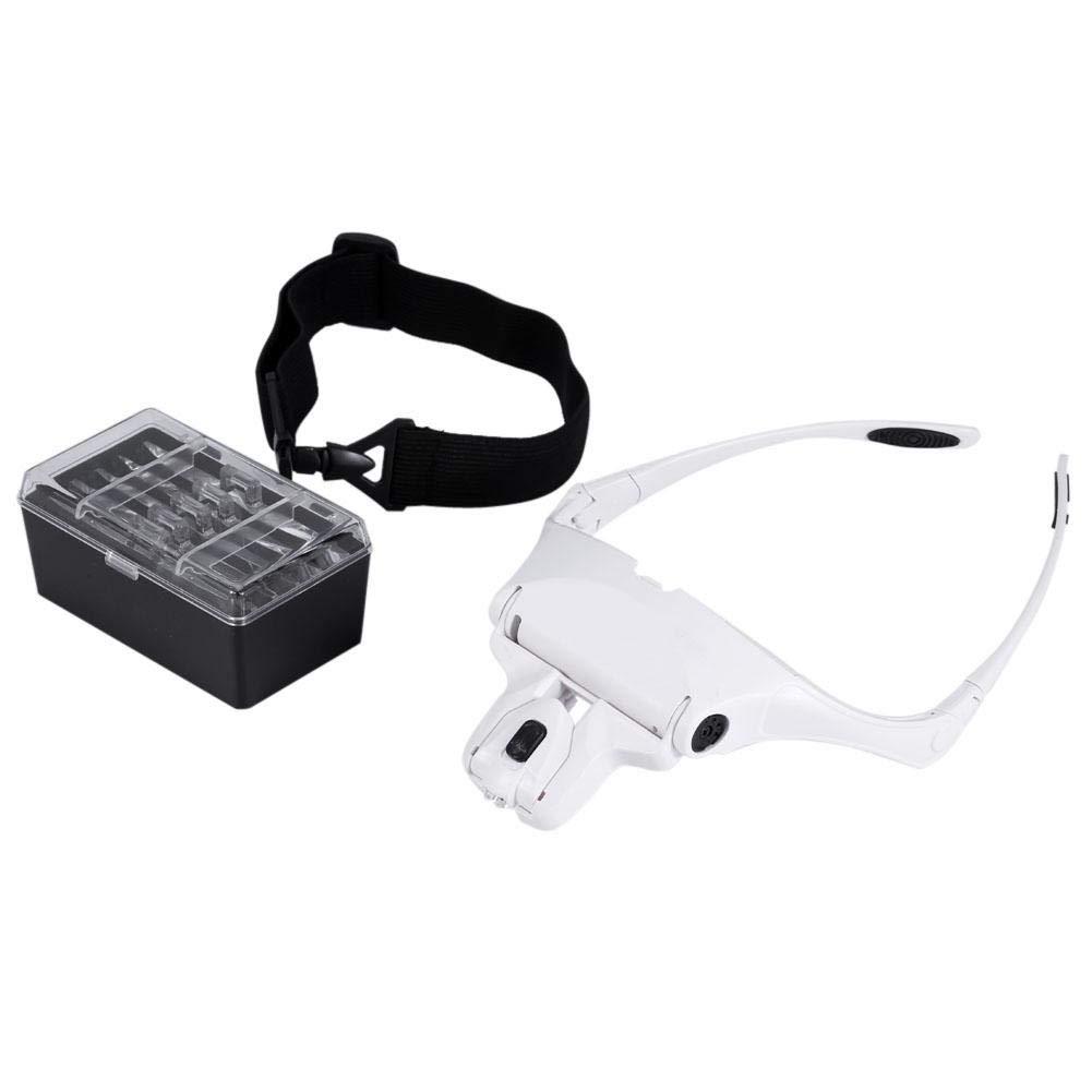Asixx Asixx Head Worn Lighted Magnifying Glasses or 5 Lens Headset Magnifier, Head Magnifier Suitable for Eyelash Extension and Other Exquisite Products Inspection