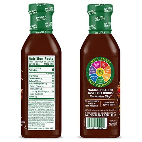 Walden Farms Walden Farms Sugar Free Honey BBQ Sauce, 12-oz. Gourmet Barbecue Grilling Marinade for Meat, Ribs, Pork, Chicken, and Steak, No Carb Keto Friendly, 2 Pack