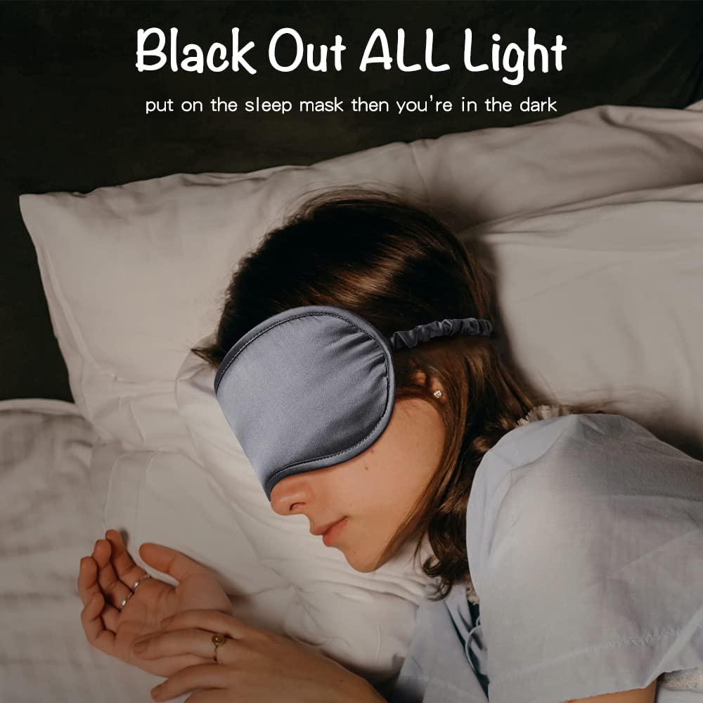 LULUSILK LULUSILK Mulberry Silk Sleep Eye Mask Blindfold with Elastic Strap Headband, Soft Eye Cover Eyeshade for Night Sleeping, Travel, Nap (Charcoal Gray)