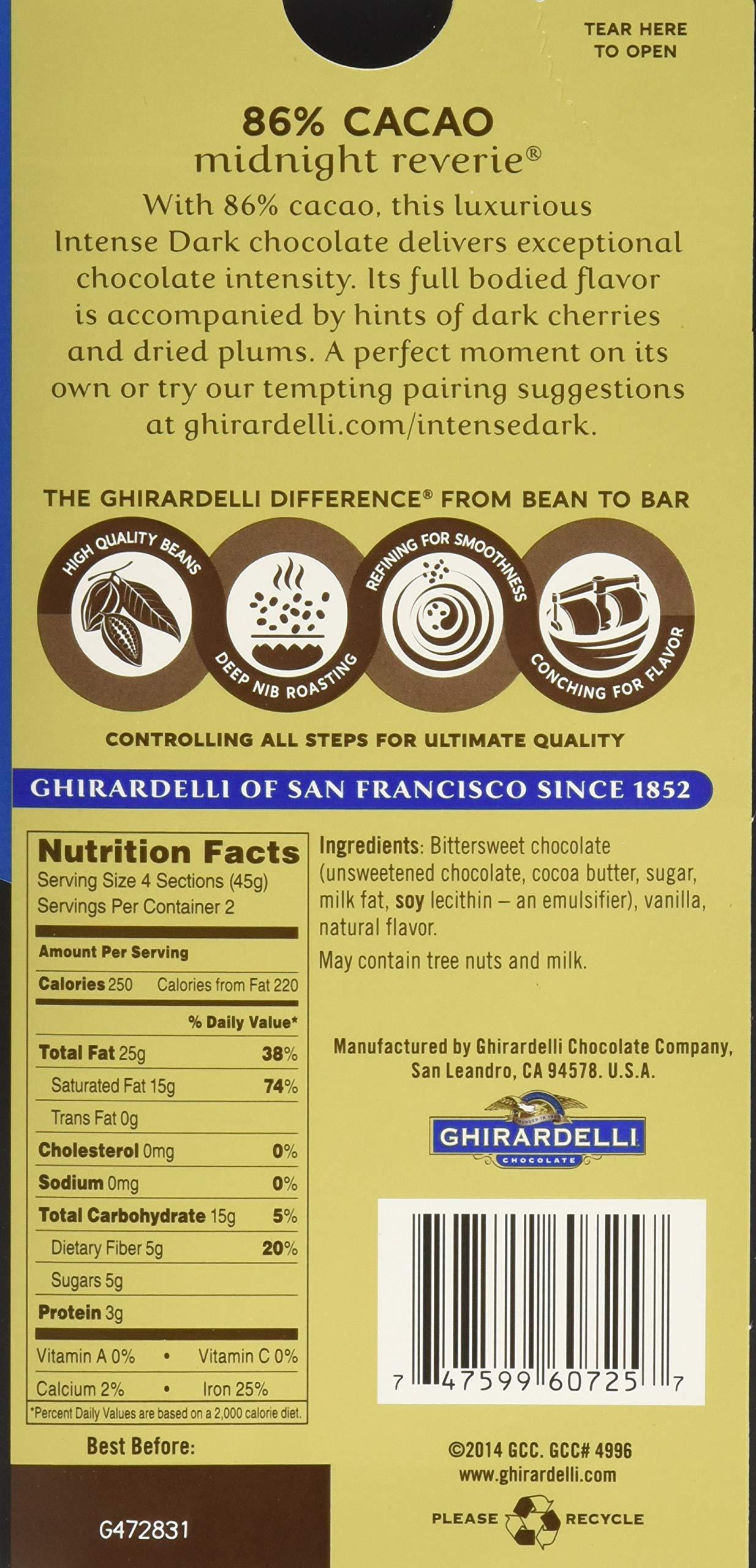 Ghirardelli Chocolate Company Ghirardelli Intense Dark Midnight Reverie Chocolate Bar, 3.17 Ounce (Pack of 12)