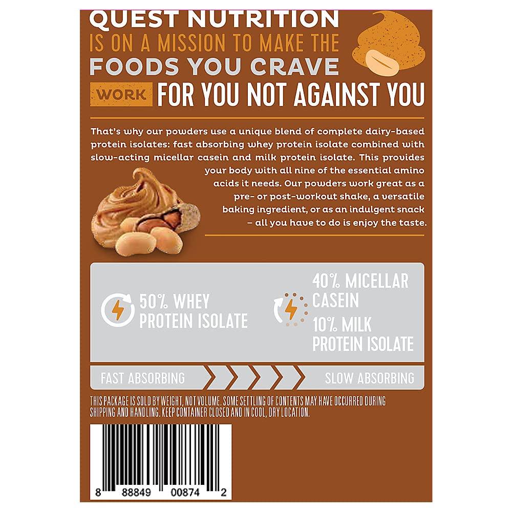 Quest Nutrition Quest Nutrition Chocolate Milkshake Protein Powder, 22g Protein, 1g Sugar, Low Carb, Gluten Free, 3 Pound, 43 Servings & Peanut Butter Protein Powder, 23g Protein, 1g Sugar, Low Carb, Gluten Free