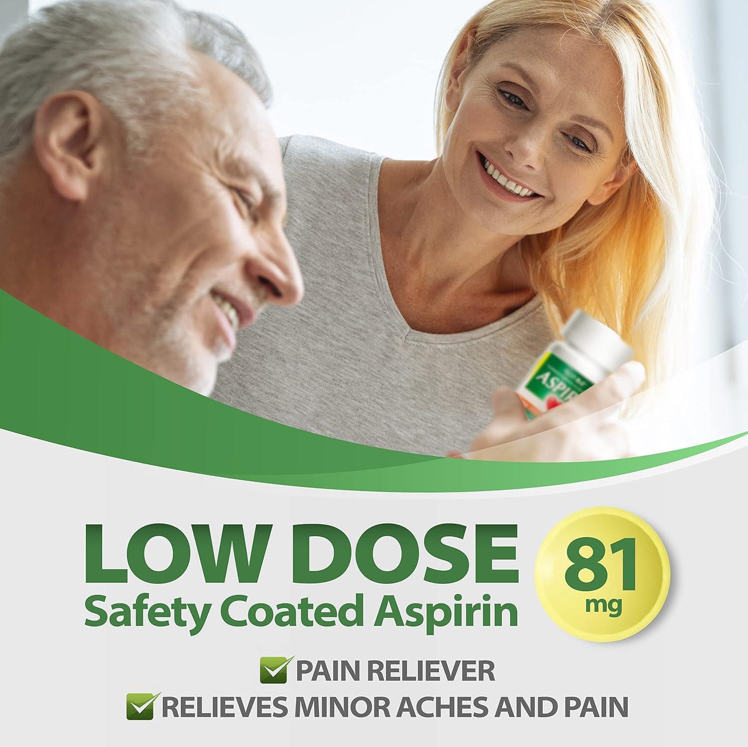 HealthA2Z HealthA2Z Aspirin 81 mg | DYE Free | Low Strength | 200 Counts | Pain Relief | Reduces Minor Aches Muscle Pain & Cramps | Fever Reducer | Reduces Headache | (NSAID)